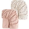 Picture of Konssy Muslin Crib Sheets for Girl Boy, 2 PCS Soft and Breathable Cotton Baby Sheets for Standard Crib Mattress, 52"x 28" (Pink Sun,Khaki Leaf)