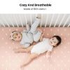 Picture of Konssy Muslin Crib Sheets for Girl Boy, 2 PCS Soft and Breathable Cotton Baby Sheets for Standard Crib Mattress, 52"x 28" (Pink Sun,Khaki Leaf)