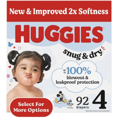 Picture of Huggies Size 4 Diapers, Snug & Dry Baby Diapers, Size 4 (22-37 lbs), 92 Count, Packaging May Vary