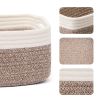 Picture of MiniArk Small Storage Baskets for Organizing | Closet Organizer Bins | Shelf Toy Basket | Woven Rope Baskets | Cube Decorative Box | Shallow Basket | 13x8.5x5.1” | 3 Packs White Brown