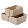 Picture of MiniArk Shelf Storage Baskets for Organizing | Closet Organizer Bins | Small Toy Basket | Woven Rope Baskets | Cube Decorative Box | Shallow Basket | 13x8.5x5.1” | 3 Packs Mixed Brown