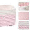 Picture of MiniArk Shelf Storage Baskets for Organizing | Closet Organizer Bins | Small Baskets | Toy Basket | Cute Decorative Basket | Cube Storage Bin | Woven Rope Basket | 13×8.5×5.1” | 3 Packs White Pink