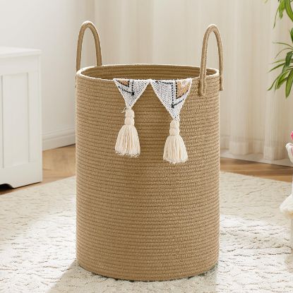 Picture of Artfeel Laundry Basket,Woven Cotton Rope Laundry Hamper,60L for Decorative Storage of Dirty Clothes,Toys and Blankets in Bathroom,Baby Room and Living Room