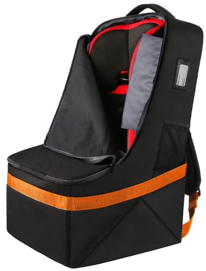 Picture of YOREPEK Car Seat Travel Bag, Padded Car Seats Backpack for Air Travel, Heavy Duty Gate Check Carseat Travel Bag for Airplane, Airport Gate Check Bag (Orange)