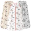 Picture of Unnivoll Baby Sleep Sack 12-18 Months 3 Pack 100% Cotton Lightweight 0.5 TOG Wearable Blanket Baby Sleep Bag with 2-Way Zipper for Newborn Infant Pink Apricot Gray Zebra