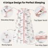 Picture of Unnivoll Baby Sleep Sack 12-18 Months 3 Pack 100% Cotton Lightweight 0.5 TOG Wearable Blanket Baby Sleep Bag with 2-Way Zipper for Newborn Infant Pink Apricot Gray Zebra