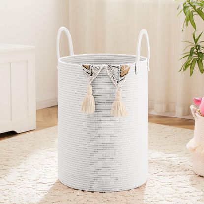 Picture of Artfeel Laundry Basket,Woven Cotton Rope Laundry Hamper,60L for Decorative Storage of Dirty Clothes,Toys and Blankets in Bathroom,Baby Room and Living Room