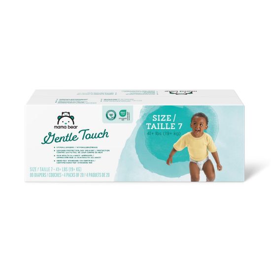 Picture of Amazon Brand - Mama Bear Gentle Touch Diapers, Hypoallergenic, Size 7, 80 Count (4 packs of 20), White