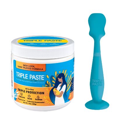 Picture of Triple Paste Diaper Rash Cream and Spatula Bundle - 16 oz Zinc Oxide Ointment and Spatula Treatment, Soothe and Prevent Rash with a Pediatrician-Recommended Hypoallergenic Formula