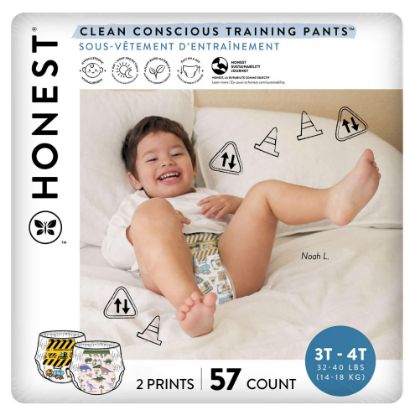 Picture of The Honest Company Clean Conscious Training Pants for Sensitive Skin | Hypoallergenic, Fragrance Free | Rompin' & Stompin' + Diggin' It | Size 3T/4T (32-40 lbs), 57 Count