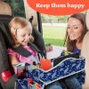 Picture of PILLANI Kids Travel Tray for Car - Car Seat Tray for Kids Travel, Road Trip Essentials Must Haves - Carseat Table Roadtrip Activities - Toddler Lap Desk Organizer for Airplane - Kids Travel Essentials