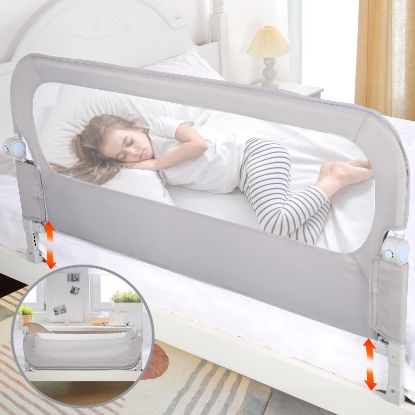 Picture of NUTIKAS Baby Bed Rail Guard for Toddlers - 47" Toddler Bed Side Rails for Twin, Full, Queen Bunk Size Bed Swing Down Bedrail Extral Tall Child Safety Side Railing Guards for Kids