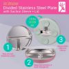 Picture of Elk and Friends Stainless Steel Divided Plates with Silicone Sleeve for Babies & Toddlers | Lids Included | Stay Put Suction | Dinner & Snack Plates | 4 Pack