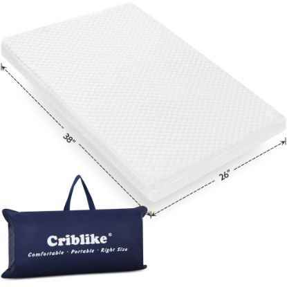 Picture of Criblike Waterproof Pack and Play Mattress, 38"x 26" Playard Mattress Pack N Play Mattresses Topper with Washable Cover & Carry Bag, Baby Essentials Items