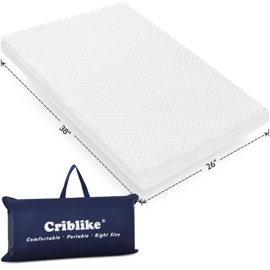 Picture of Criblike Waterproof Pack and Play Mattress, 38"x 26" Playard Mattress Pack N Play Mattresses Topper with Washable Cover & Carry Bag, Baby Essentials Items
