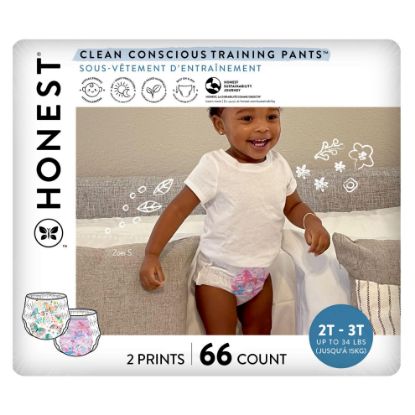 Picture of The Honest Company Clean Conscious Training Pants for Sensitive Skin | Hypoallergenic, Fragrance Free | Magical Moments + Butterfly Kisses | Size 2T/3T (up to 34 lbs), 66 Count