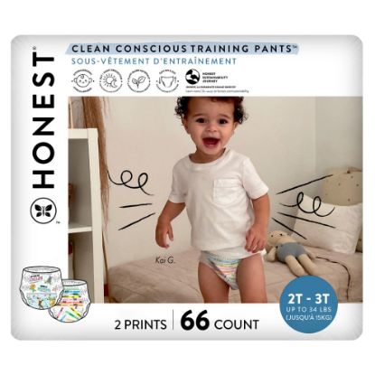 Picture of The Honest Company Clean Conscious Training Pants for Sensitive Skin | Hypoallergenic, Fragrance Free | Let's Color + See Me Rollin' | Size 2T/3T (up to 34 lbs), 66 Count