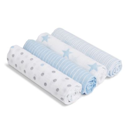 Picture of aden + anais Essentials Muslin Swaddle Blankets for Baby Girls and Boys, Newborn Receiving Blanket for Swaddling, 100% Cotton Baby Swaddle Wrap, 4 Pack, Dapper