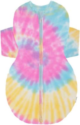 Picture of Happiest Baby SNOO Sleep Sack - 100% Organic Cotton Baby Swaddle Blanket - Doctor Designed Promotes Healthy Hip Development (Tie Dye Rainbow, X-Large)