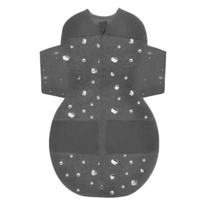 Picture of Happiest Baby SNOO Sleep Sack - 100% Organic Cotton Baby Swaddle Blanket - Doctor Designed Promotes Healthy Hip Development (Charcoal Planets, Small)