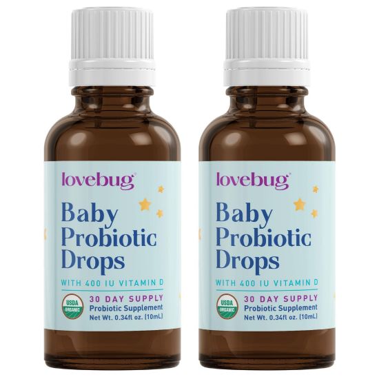 Picture of Lovebug Award Winning USDA Organic Probiotic for Infants & Babies 0-12 Months | Helps w/Colic, Reflux, Diarrhea, Constipation & Gas | Multi-Strain 5 Billion CFU | Liquid Drops (60 Days Supply)
