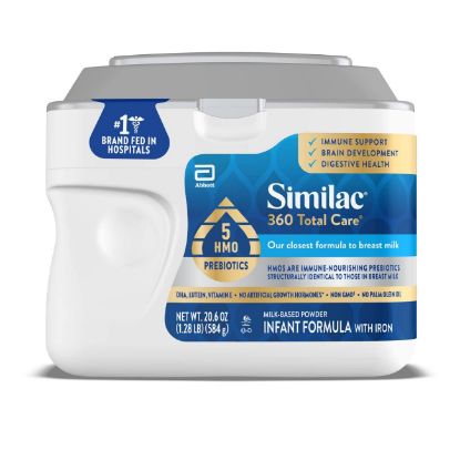 Picture of Similac 360 Total Care Infant Formula, Has 5 HMO Prebiotics, Our Closest Prebiotic Blend to Breast Milk, Non-GMO, Baby Formula Powder, 20.6-oz Tub