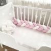 Picture of LOAOL Baby Crib Bumper Knotted Braided Plush Nursery Cradle Decor Newborn Gift Pillow Cushion Junior Bed Sleep Bumper (4 Meters, Pink-White-Pink)