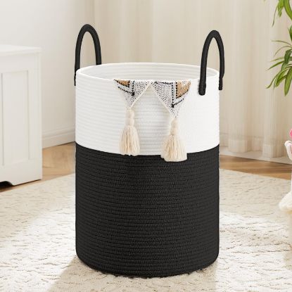 Picture of Artfeel Laundry Basket,Woven Cotton Rope Laundry Hamper,80L for Decorative Storage of Dirty Clothes,Toys and Blankets in Bathroom,Baby Room and Living Room