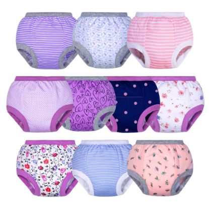 Picture of BIG ELEPHANT Potty Training Underwear, 100% Cotton Absorbent Unisex Toddler Pee Pants for Boys & Girls (Floral Series, 10-Pack, 9-10Y)
