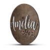 Picture of Custom Round Nursery Name Sign, Personalized Wooden Wall Plaque, 12" 18" 24", 30" 3D Wall Art for Children & Kids Rooms, Baby Shower, Hickory Hollow Designs (Amelia Grace)