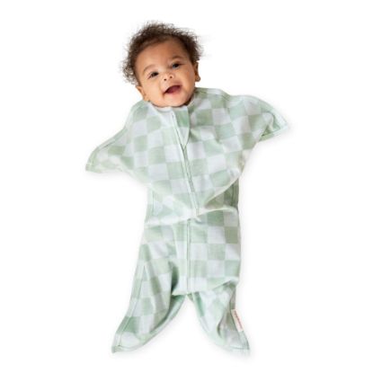 Picture of SleepingBaby Zipadee-Zip Transitional Swaddle Sack, 12-24 Month - Roomy Zipper Swaddle for Easy Diaper Changes and Proper Hip Development - Baby Swaddle Sack, Large - Sea Green/Blue