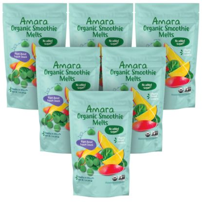 Picture of Amara Smoothie Melts - Mighty Sweet Greens - Baby Snacks Made With Fruits and Vegetables - Healthy Toddler Snacks For Your Kids Lunch Box - Organic Plant Based Yogurt Melts - 6 Resealable Bags
