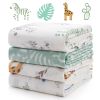 Picture of Momcozy Muslin Best Wishes Swaddle Blankets, Ultra Soft Neutral Registry Essentials, Jungle Trails & Wild Pals, Breathable Large 47'' x 47'' Newborn Boys Girls Receiving Blanket