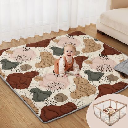 Picture of Blissful Diary Baby Play Mats for Floor, 59x59 Inch Thicker and Larger Soft Cushioning Foam Playmats for Babies and Toddlers, Foldable Washable Baby Playpen Mat, Boho Design