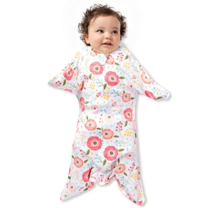Picture of SleepingBaby Zipadee-Zip Transitional Swaddle Sack, 3-6 Month - Roomy Zipper Swaddle for Easy Diaper Changes and Proper Hip Development - Baby Swaddle Sack, X-Small - Pretty Poppy