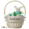 Picture of Personalization Universe Personalized Hand-Woven Willow Easter Basket with Folding Handle - First Easter, Egg Hunt, Vintage-Inspired Design, Embroidered with Any Name - Natural
