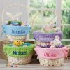 Picture of Personalization Universe Personalized Hand-Woven Willow Easter Basket with Folding Handle - First Easter, Egg Hunt, Vintage-Inspired Design, Embroidered with Any Name - Natural