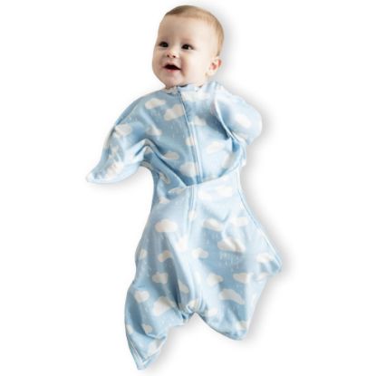 Picture of SleepingBaby Zipadee-Zip Transition Swaddle - Cozy Baby Swaddle Blanket with Zipper Convenience - Roomy Wearable Blanket for Easy Diaper Changes - Spring Showers, Small (4-8 Month)