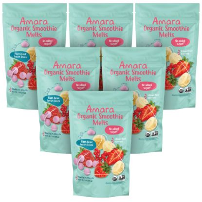 Picture of Amara Smoothie Melts - Mixed Red Berries - Baby Snacks Made With Fruits and Vegetables - Healthy Toddler Snacks For Your Kids Lunch Box - Organic Plant Based Yogurt Melts - 6 Resealable Bags