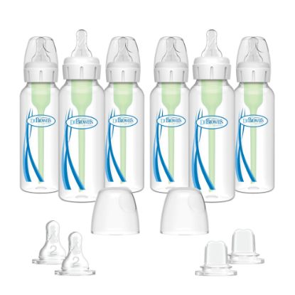Picture of Dr. Brown's Options Plus Baby Bottles, 8 Ounce, 6 Count Plus 2 Bonus Level 2 Nipples and Sippy Spouts