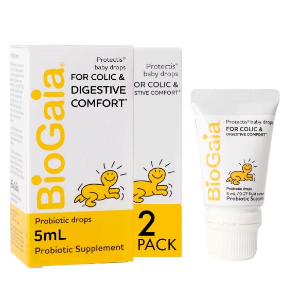 Picture of BioGaia Protectis Baby Probiotic Drops | Baby Essentials for Colic & Gas Relief | Safe for Newborns | Ease Crying, Fussing, Colic, Gas, Spit-ups & Constipation | No Dairy, Soy & Gluten | 5mL (2-Pack)