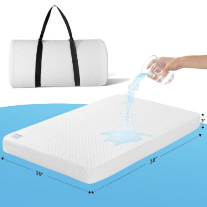 Picture of Foambesty® Waterproof Pack n Play Mattresses (38''x26''x3''), Fitted Pack and Play Mattress Pad, Dual Sided Soft Mini Crib Mattress for Baby & Toddlers, Travel Playard Pad, Includes Carry Strap