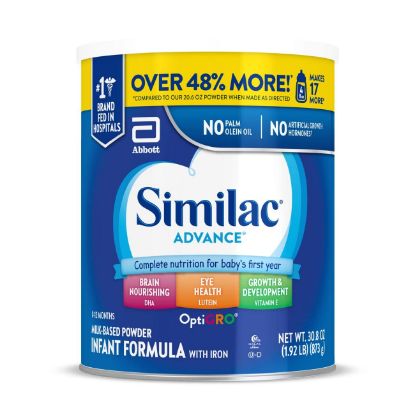 Picture of Similac Advance Infant Formula with Iron, Baby Formula Powder, 30.8-oz Value Can