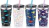 Picture of Tiblue Kids & Toddler Cup - Spill Proof Stainless Steel Water Bottle for Girls Boys Insulated Tumbler with Leak Proof Lid & Silicone Straw with Stopper-BPA FREE Baby Smoothie Cup(4 Pack, 12oz Cartoon)