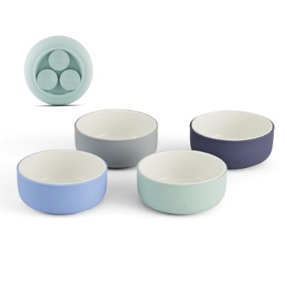 Picture of Elk and Friends Kids Porcelain Bowls with Silicone Suction Sleeve | Kids/Toddler/Baby Feeding | Microwave & Dishwasher Safe | Non slip | Cereal/Soup/Snack Dishes & Dinnerware