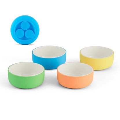 Picture of Elk and Friends Kids Porcelain Bowls with Silicone Suction Sleeve | Kids/Toddler/Baby Feeding | Microwave & Dishwasher Safe | Non slip | Cereal/Soup/Snack Dishes & Dinnerware