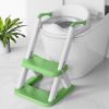 Picture of Potty seat for Toilet with Step Stool Ladder, SKYROKU New Triangular Stabilized Base Two in one Toddler Toilet Seat with Splash Guard, Anti-Slip Pad, Step Stool Green