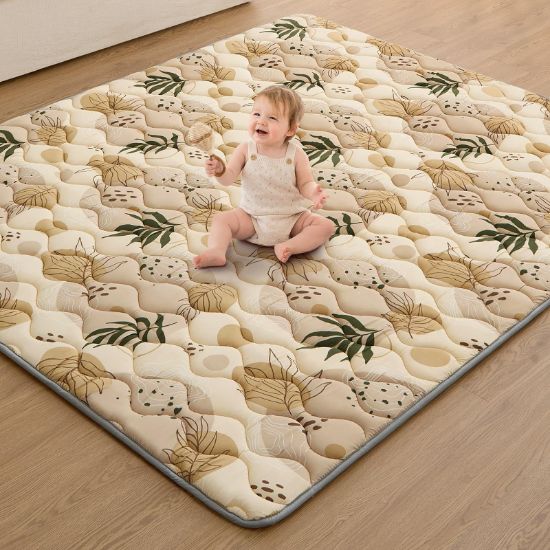 Picture of Blissful Diary Baby Play Mats for Floor, 71x59 Inch Extra Thicker & Large Soft Cushioning Foam Playmats for Babies and Toddlers, Foldable Washable Baby Crawling Mat for Playpen, Earth Tones Design
