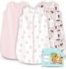 Picture of Cute Castle Baby Sleep Sack 6-12 Months - Lightweight 100% Cotton 2-Way Zipper TOG 0.5 Infant Wearable Blanket, Newborn Essentials Toddler Sleep Clothes, 3 Pack(Pink, Bear, Bear Claw)