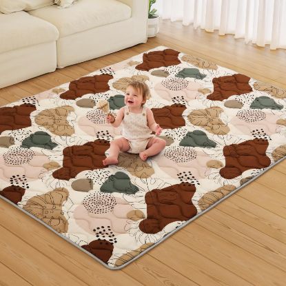 Picture of Blissful Diary Baby Play Mats for Floor, 71x59 Inch Extra Thicker & Large Soft Cushioning Foam Playmats for Babies and Toddlers, Foldable Washable Baby Crawling Mat for Playpen, Boho Design
